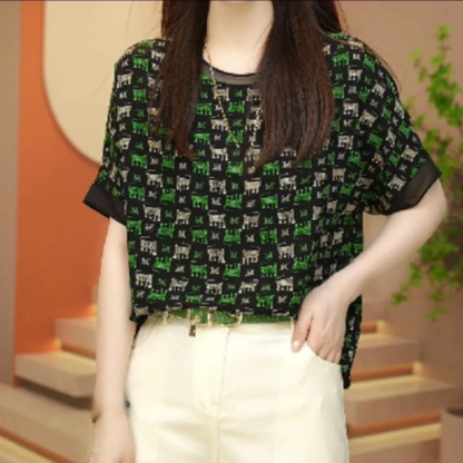 Printed Loose Short Sleeve T-Shirt for Women