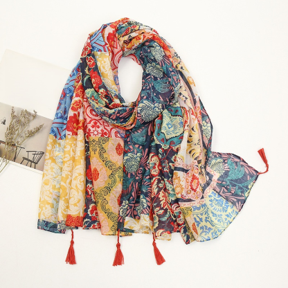 【Travel Photo Essential】Ethnic Style Button Versatile Shawl Scarf