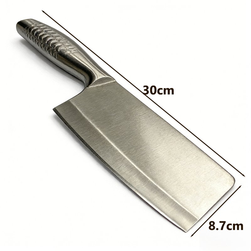 Chef slicing vegetables with stainless steel knife