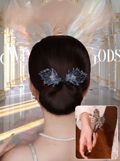 Peacock Display Angel Wings Elegant Hair Bun Maker