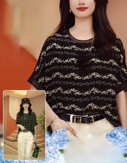 Printed Loose Short Sleeve T-Shirt for Women