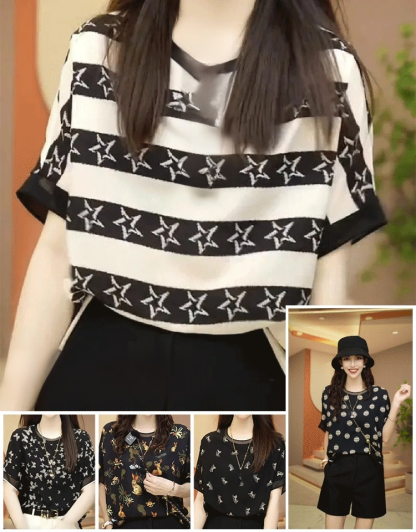 Printed Loose Short Sleeve T-Shirt for Women