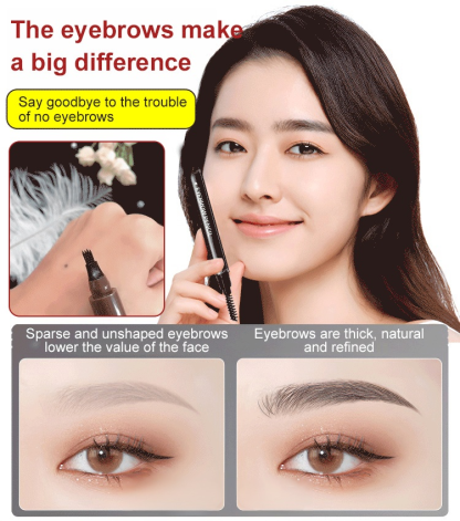 Waterproof, sweat-proof and non-smudging four-pronged eyebrow pencil