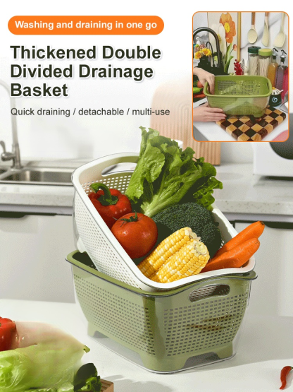 Light luxury household enlarged thickened double layer draining basket
