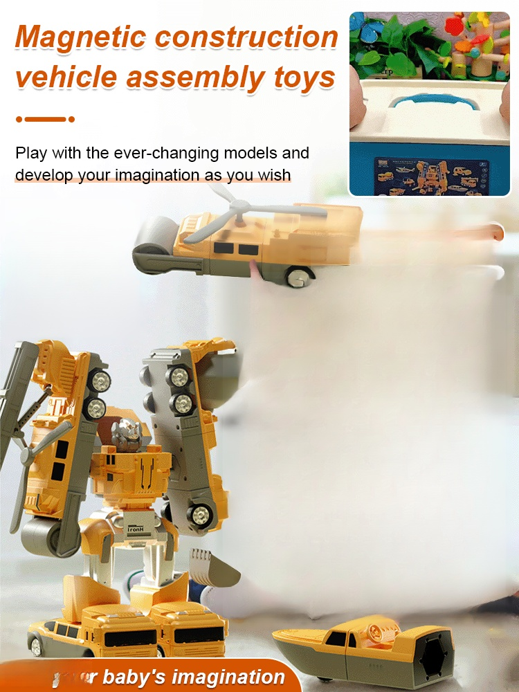 Variable magnetic engineering car assembled toys