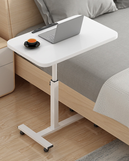 Adjustable mobile bedside table