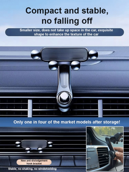 【360-degree rotation】4-point support phone holder that doesn't block the air vent