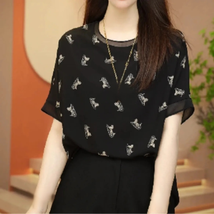 Printed Loose Short Sleeve T-Shirt for Women