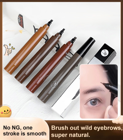 Waterproof, sweat-proof and non-smudging four-pronged eyebrow pencil