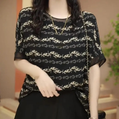 Printed Loose Short Sleeve T-Shirt for Women