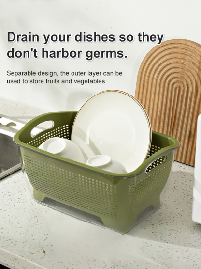 Light luxury household enlarged thickened double layer draining basket