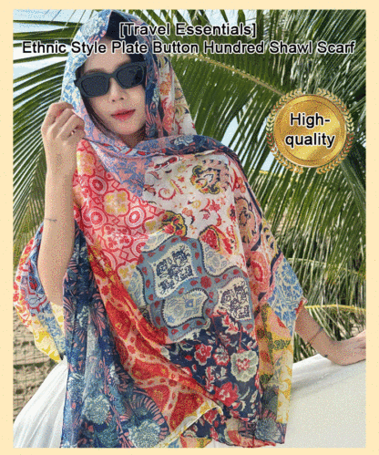 【Travel Photo Essential】Ethnic Style Button Versatile Shawl Scarf