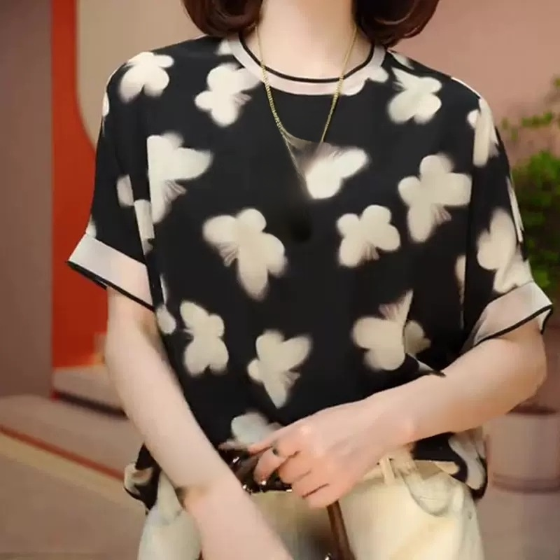 Printed Loose Short Sleeve T-Shirt for Women