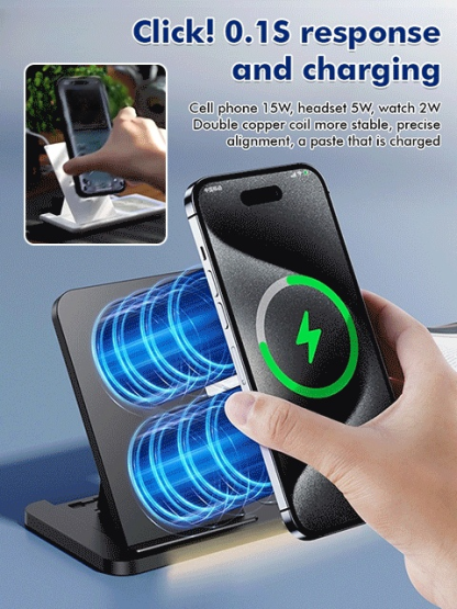 Portable Foldable Magnetic 3-in-1 Wireless Charger