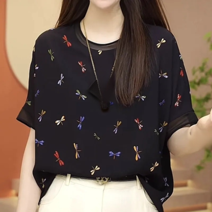 Printed Loose Short Sleeve T-Shirt for Women