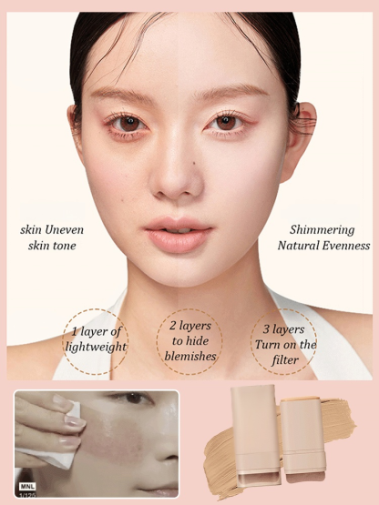 Dual-ended foundation stick with brush