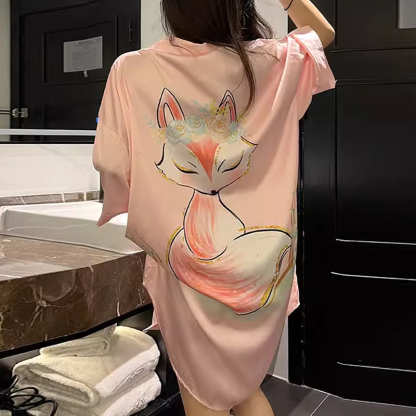 Thin Mid-Length French Shirt Pajama Dress