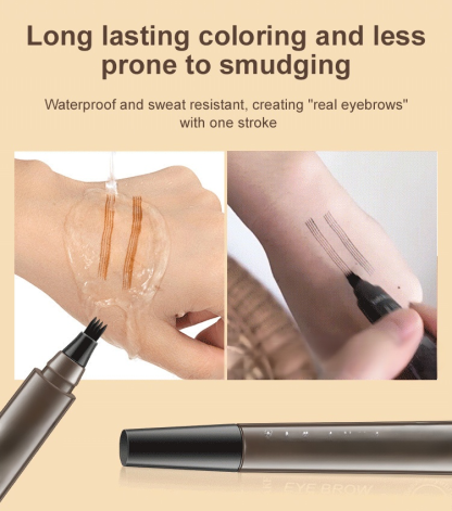 Waterproof, sweat-proof and non-smudging four-pronged eyebrow pencil
