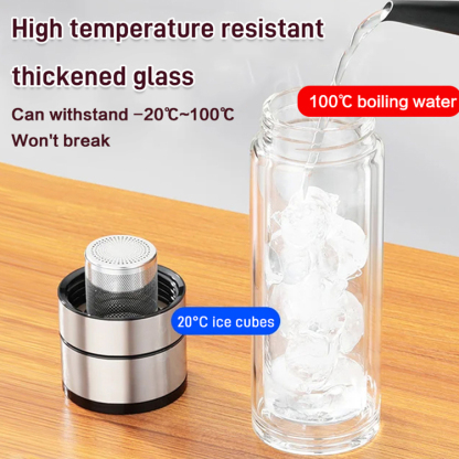 One-button lid opening tea and tea leaf separation cup