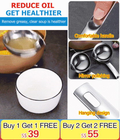 [Oil and soup separator spoon ] 304 stainless steel oil filter artifact, oil and soup separator spoo