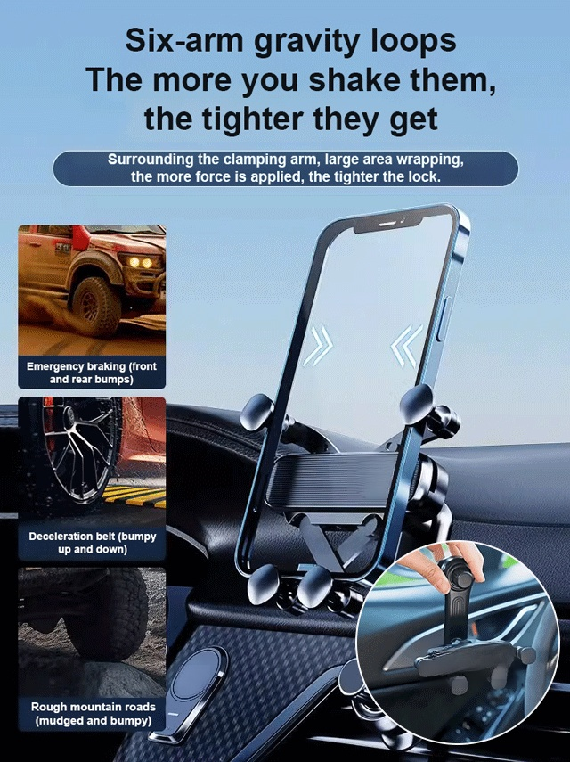 【360-degree rotation】4-point support phone holder that doesn't block the air vent