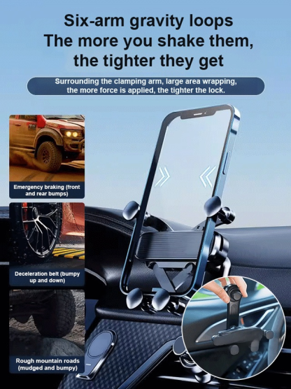 【360-degree rotation】4-point support phone holder that doesn't block the air vent