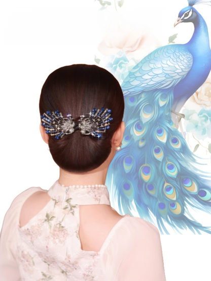 Peacock Display Angel Wings Elegant Hair Bun Maker