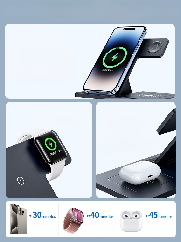 Portable Foldable Magnetic 3-in-1 Wireless Charger