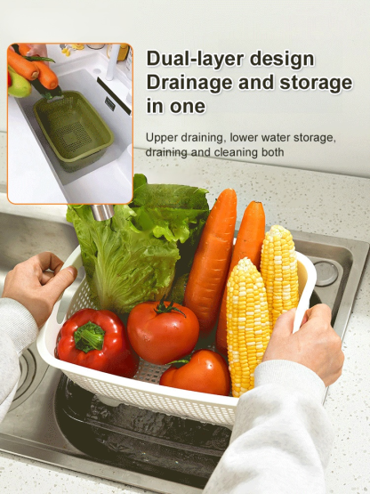 Light luxury household enlarged thickened double layer draining basket