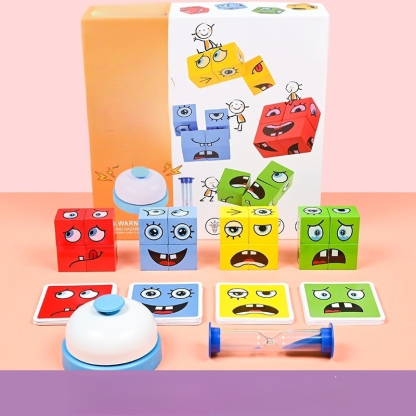 Wooden Face Change Rubik's Cube Puzzle Block Toy