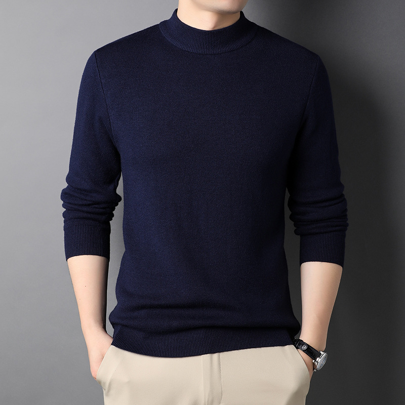 เสื้อสเวตเตอร์ถักผ้าวูลคอเต่าเบสิคสำหรับผู้ชาย