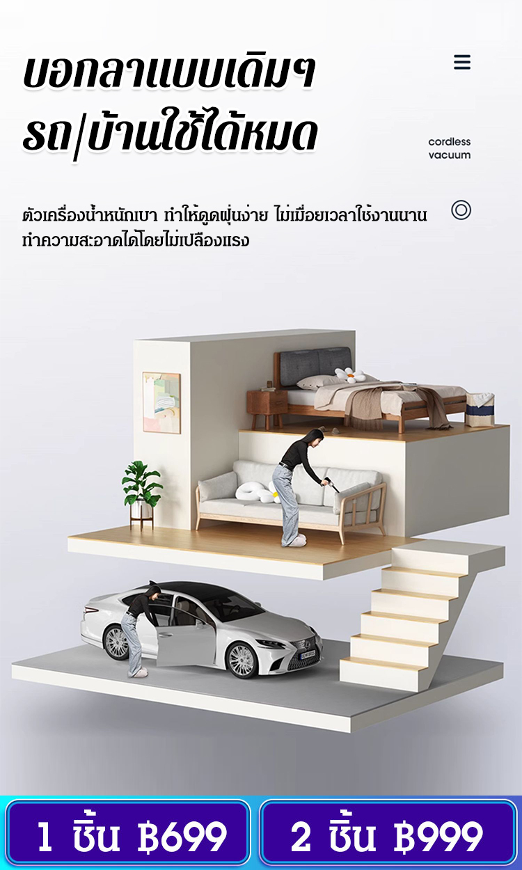 เครื่องดูดฝุ่นในรถยนต์แบบพกพาอเนกประสงค์