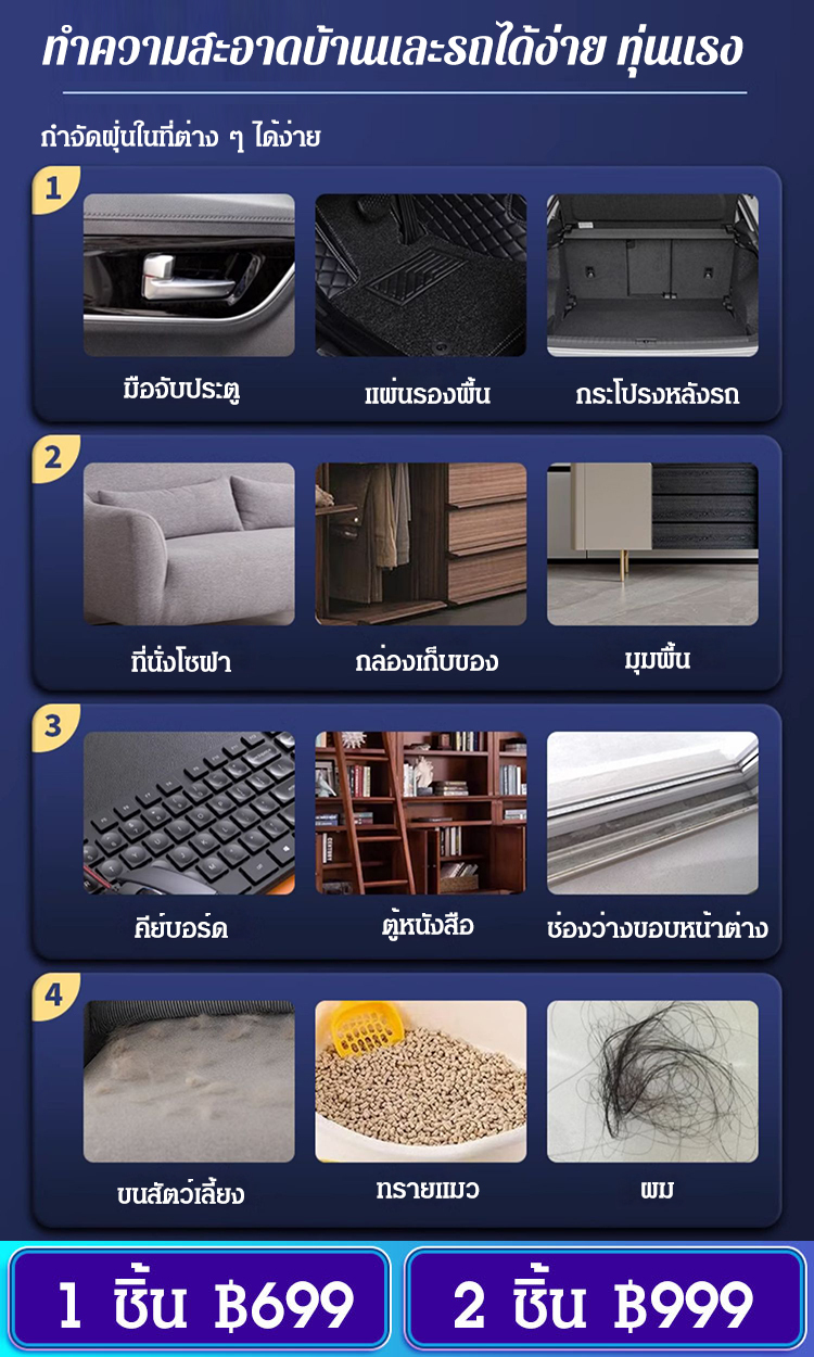 เครื่องดูดฝุ่นในรถยนต์แบบพกพาอเนกประสงค์