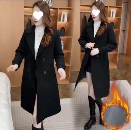 เสื้อโค้ทบุขนทรงยาว มีสายรัดที่เอว หรูหรา แมตช์ง่าย
