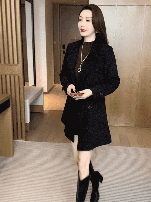 เสื้อโค้ทบุขนทรงยาว มีสายรัดที่เอว หรูหรา แมตช์ง่าย