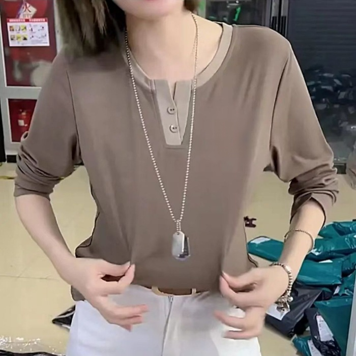 เสื้อยืดแขนยาวลำลองทรงหลวม