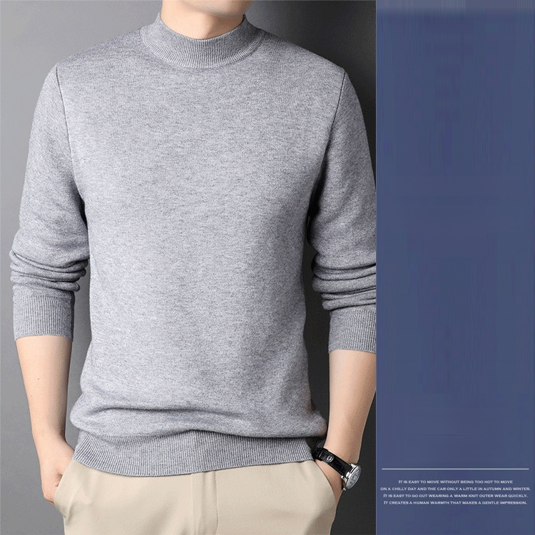 เสื้อสเวตเตอร์ถักผ้าวูลคอเต่าเบสิคสำหรับผู้ชาย