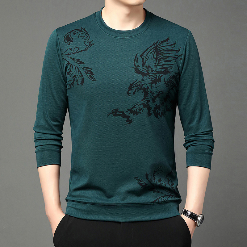 【รุ่นฮิตขายดี】เสื้อสวมหัวลายพิมพ์นกอินทรีสไตล์ธุรกิจ