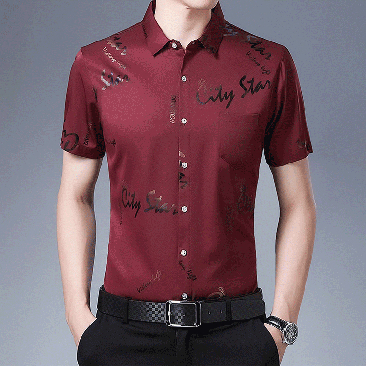 เสื้อเชิ้ตแขนสั้นผู้ชายรุ่นบาง