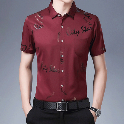เสื้อเชิ้ตแขนสั้นผู้ชายรุ่นบาง