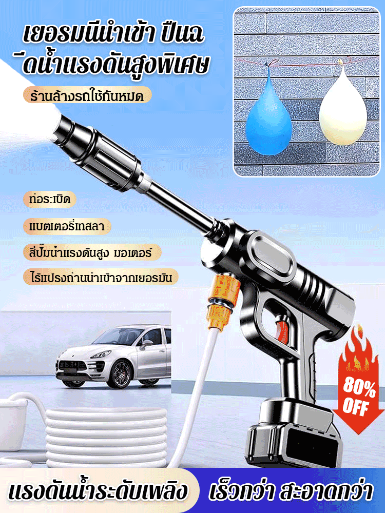 ปืนฉีดน้ำแรงดันสูงสำหรับล้างรถ