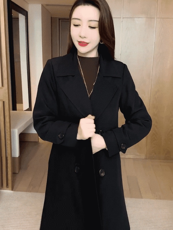 เสื้อโค้ทบุขนทรงยาว มีสายรัดที่เอว หรูหรา แมตช์ง่าย