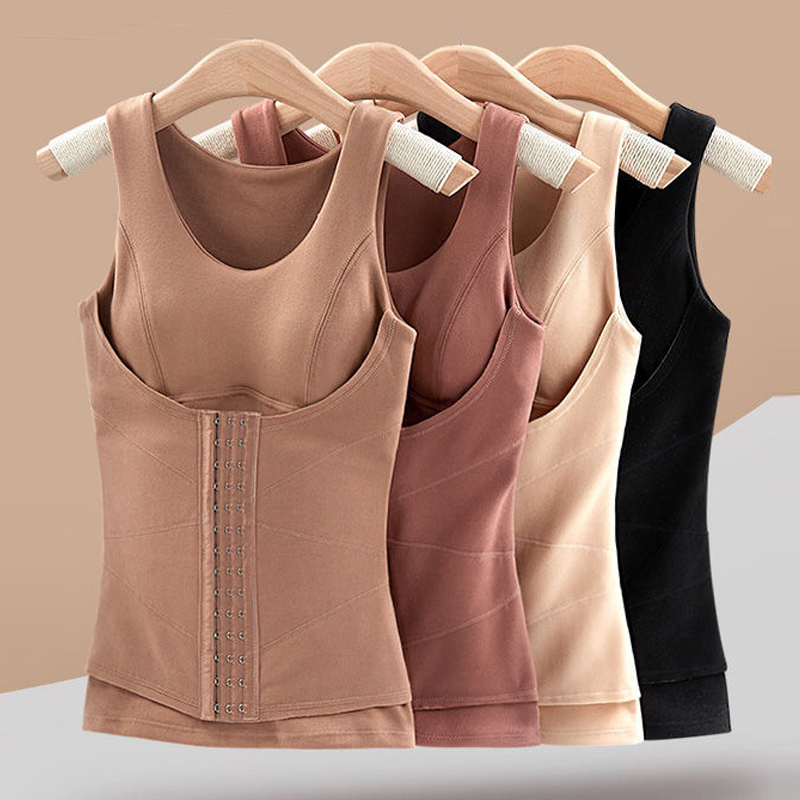 【อบอุ่น+กระชับสัดส่วน】เสื้อกล้ามผ้า Dralon แบบมีบราในตัว