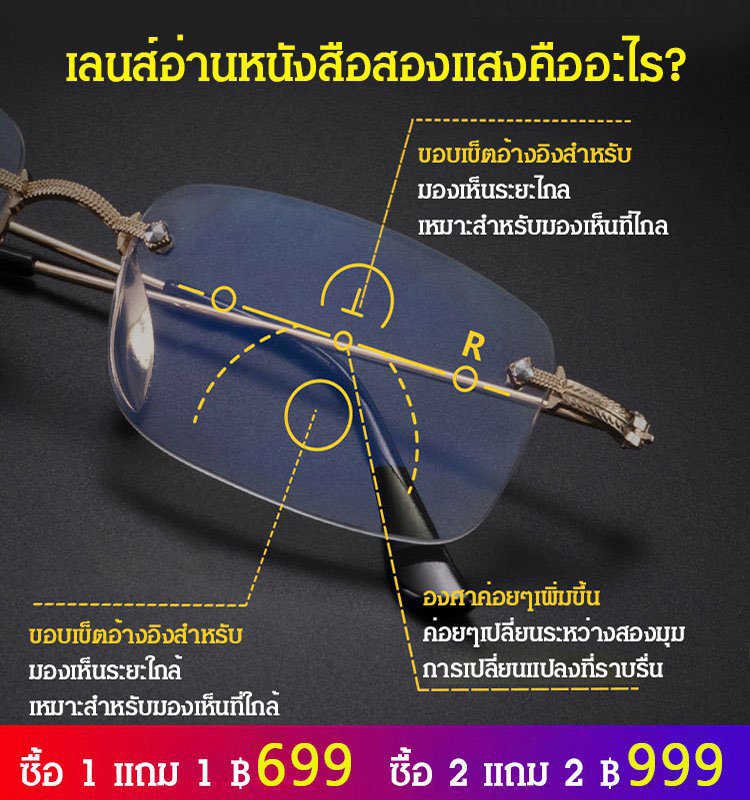 แว่นสายตายาว มองได้ทั้งไกลและใกล้ กรองแสงสีฟ้า