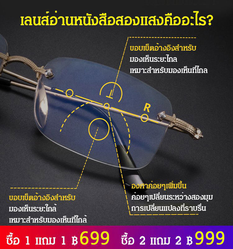 แว่นสายตายาว มองได้ทั้งไกลและใกล้ กรองแสงสีฟ้า
