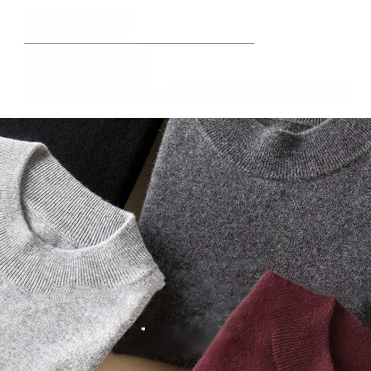 เสื้อสเวตเตอร์ถักผ้าวูลคอเต่าเบสิคสำหรับผู้ชาย