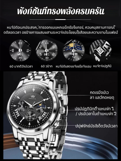 [นาฬิกาจักรกลกันน้ำอัตโนมัติเต็มรูปแบบ] นาฬิกาผู้ชายธุรกิจควอตซ์