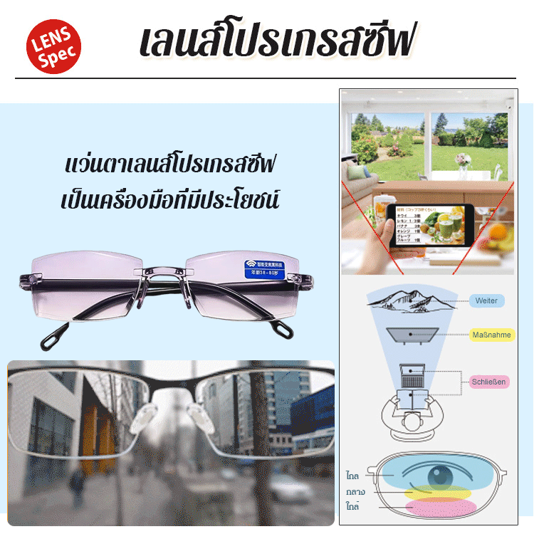 แว่นสายตายาวซูมกันรังสีเทคโนโลยีสมัยใหม่
