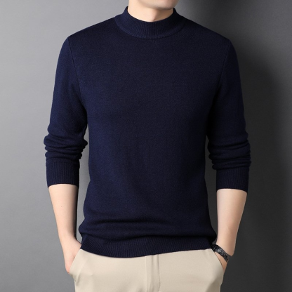 เสื้อสเวตเตอร์ถักผ้าวูลคอเต่าเบสิคสำหรับผู้ชาย