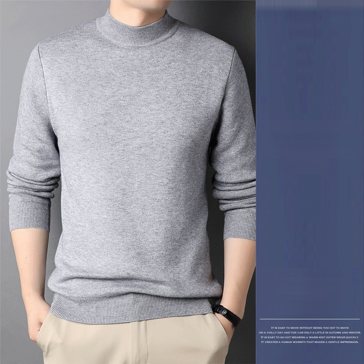 เสื้อสเวตเตอร์ถักผ้าวูลคอเต่าเบสิคสำหรับผู้ชาย